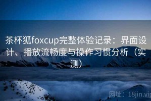 茶杯狐foxcup完整体验记录：界面设计、播放流畅度与操作习惯分析（实测）