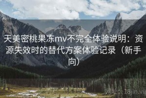 天美密桃果冻mv不完全体验说明：资源失效时的替代方案体验记录（新手向）
