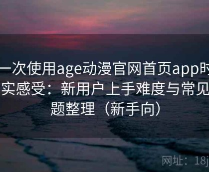 第一次使用age动漫官网首页app时的真实感受：新用户上手难度与常见问题整理（新手向）
