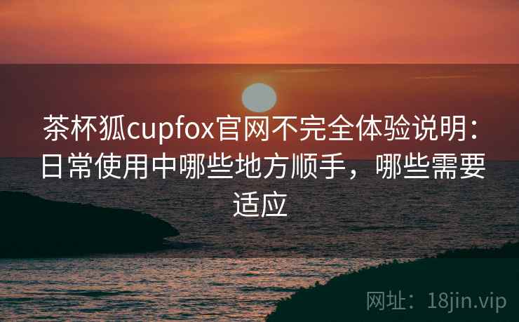 茶杯狐cupfox官网不完全体验说明：日常使用中哪些地方顺手，哪些需要适应
