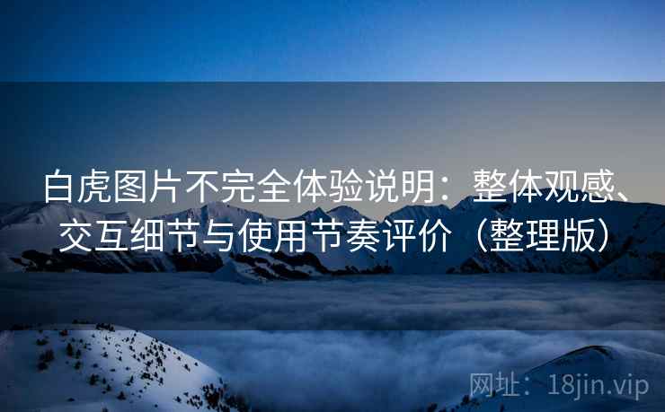 白虎图片不完全体验说明：整体观感、交互细节与使用节奏评价（整理版）