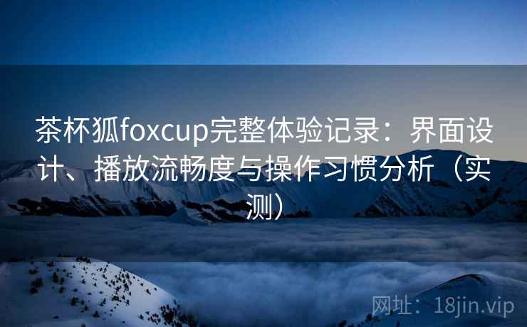 茶杯狐foxcup完整体验记录：界面设计、播放流畅度与操作习惯分析（实测）
